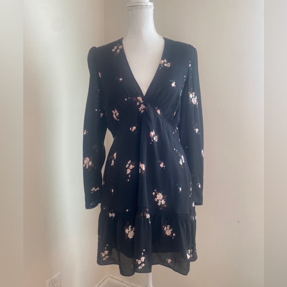 A.L.C Silk Floral Long Sleeve Mini Dress Size 6